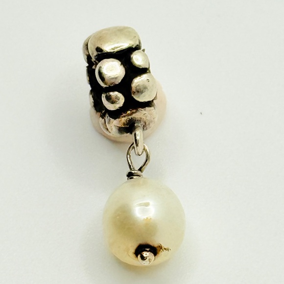 Faux Pearl Drop Dangle Bead Silver-Tone Compatible with Pandora - Picture 2 of 4